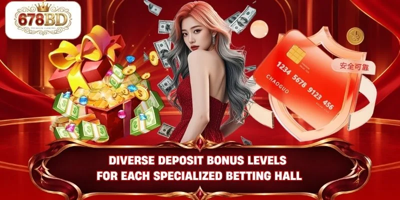 Diverse deposit bonus levels for each specialized betting hall